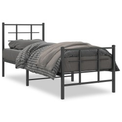 vidaXL Estructura de cama con cabecero y estribo metal negro 80x200 cm