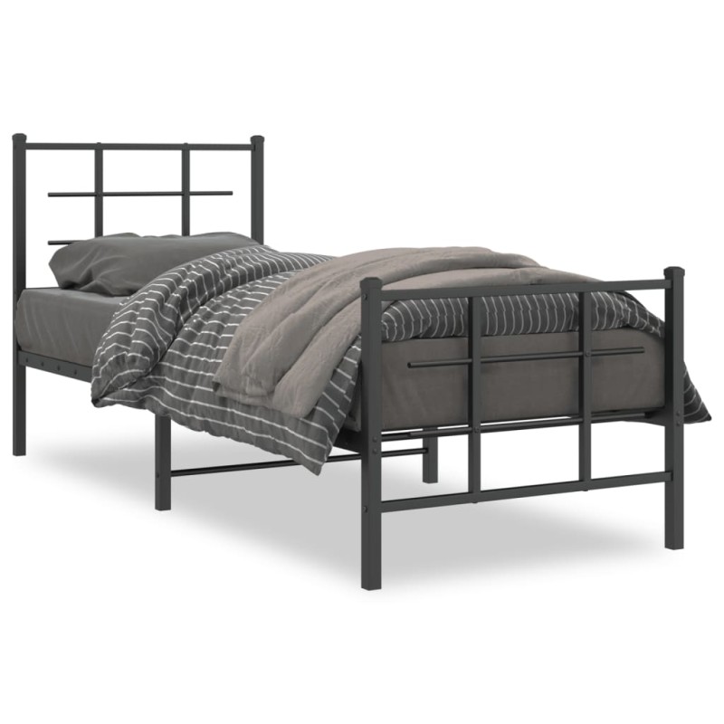vidaXL Estructura de cama con cabecero y estribo metal negro 80x200 cm vidaXL Estructura de cama con cabecero y estribo metal negro 80x200 cm