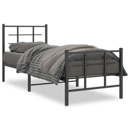 vidaXL Estructura de cama con cabecero y estribo metal negro 80x200 cm