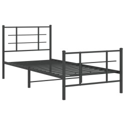 vidaXL Estructura de cama con cabecero y estribo metal negro 90x200 cm