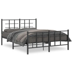 vidaXL Estructura de cama cabecero y estribo metal negro 140x190 cm