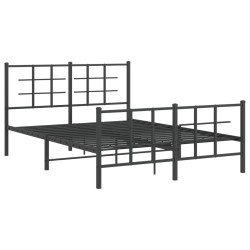 vidaXL Estructura de cama cabecero y estribo metal negro 140x190 cm
