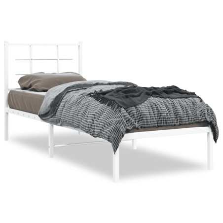 vidaXL Estructura de cama de metal con cabecero blanco 80x200 cm