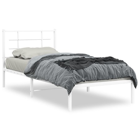 vidaXL Estructura de cama de metal con cabecero blanco 90x200 cm