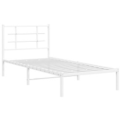 vidaXL Estructura de cama de metal con cabecero blanco 90x200 cm