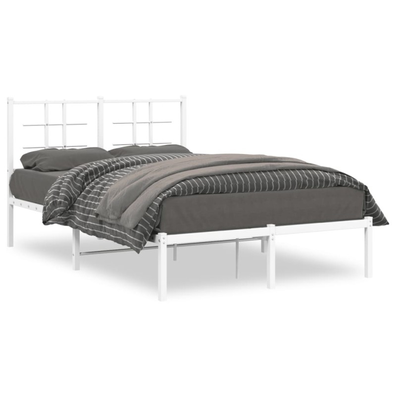 vidaXL Estructura de cama de metal con cabecero blanca 120x200 cm vidaXL Estructura de cama de metal con cabecero blanca 120x200 cm