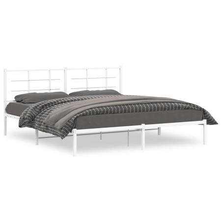 vidaXL Estructura de cama de metal con cabecero blanco 183x213 cm