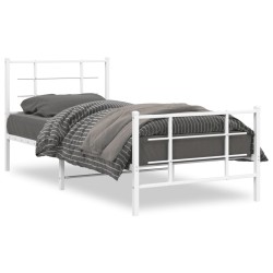 vidaXL Estructura cama metal con cabecero y pie cama blanca 90x190 cm