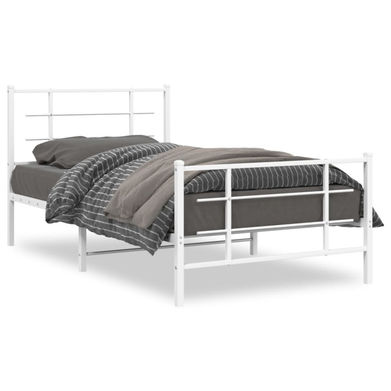 vidaXL Estructura cama metal cabecero y estribo blanca 100x190 cm