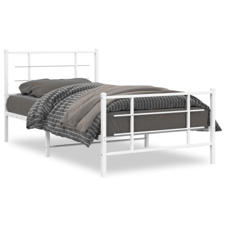 vidaXL Estructura cama metal cabecero y estribo blanca 100x190 cm