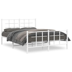vidaXL Estructura cama metal con cabecero y estribo blanco 140x200 cm