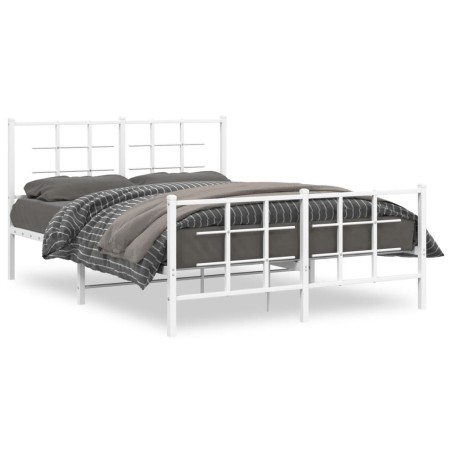vidaXL Estructura cama metal con cabecero y estribo blanco 140x200 cm