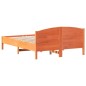 vidaXL Estructura cama con cabecero madera pino marrón cera 135x190 cm