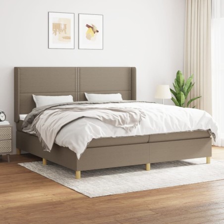 vidaXL Cama box spring con colchón tela gris taupe 200x200 cm