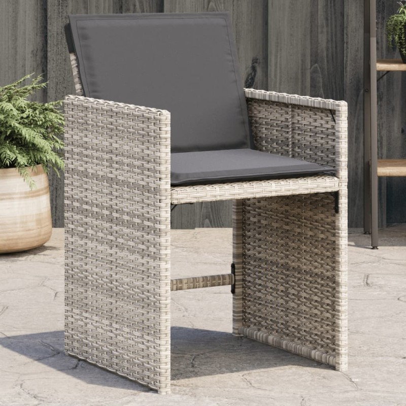 vidaXL Sillones de jardín con cojines 4 uds ratán sintético gris claro vidaXL Sillones de jardín con cojines 4 uds ratán sintético gris claro