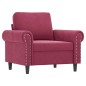 vidaXL Sillón de terciopelo rojo tinto 60 cm vidaXL Sillón de terciopelo rojo tinto 60 cm