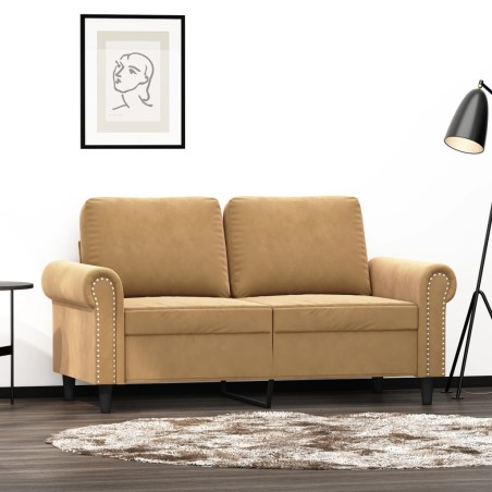 vidaXL Sofá de 2 plazas terciopelo marrón 120 cm