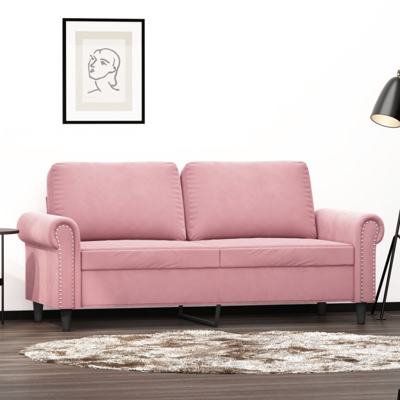 vidaXL Sofá de 2 plazas terciopelo rosa 140 cm