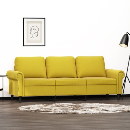 vidaXL Sofá de 3 plazas terciopelo amarillo 180 cm