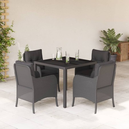 vidaXL Set de muebles jardín 5 pzas con cojines ratán sintético negro