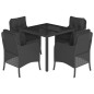 vidaXL Set de muebles jardín 5 pzas con cojines ratán sintético negro
