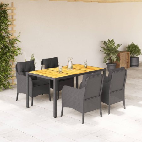 vidaXL Set de muebles jardín 5 pzas con cojines ratán sintético negro