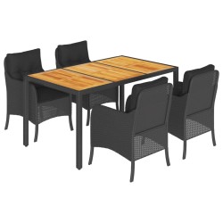 vidaXL Set de muebles jardín 5 pzas con cojines ratán sintético negro
