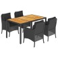 vidaXL Set de muebles jardín 5 pzas con cojines ratán sintético negro vidaXL Set de muebles jardín 5 pzas con cojines ratán sintético negro