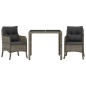 vidaXL Set comedor de jardín 3 piezas con cojines ratán sintético gris vidaXL Set comedor de jardín 3 piezas con cojines ratán sintético gris