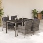vidaXL Set comedor de jardín 5 piezas con cojines ratán sintético gris vidaXL Set comedor de jardín 5 piezas con cojines ratán sintético gris