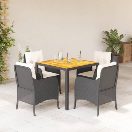 vidaXL Set de muebles jardín 5 pzas con cojines ratán sintético negro