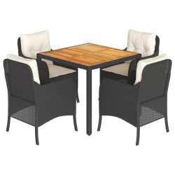 vidaXL Set de muebles jardín 5 pzas con cojines ratán sintético negro