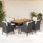vidaXL Set de comedor de jardín 7 pzas y cojines ratán sintético negro vidaXL Set de comedor de jardín 7 pzas y cojines ratán sintético negro