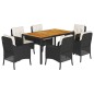 vidaXL Set de comedor de jardín 7 pzas y cojines ratán sintético negro vidaXL Set de comedor de jardín 7 pzas y cojines ratán sintético negro