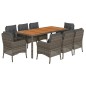 vidaXL Set comedor jardín 9 pzas y cojines ratán sintético gris vidaXL Set comedor jardín 9 pzas y cojines ratán sintético gris