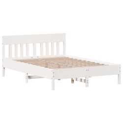 vidaXL Estructura de cama con cabecero madera pino blanco 140x190 cm