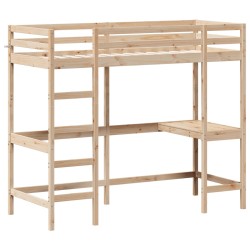 vidaXL Cama alta con escritorio madera maciza de pino 75x190 cm