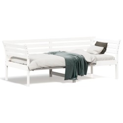 vidaXL Sofá cama madera maciza de pino blanco 75x190 cm