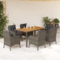 vidaXL Set comedor jardín 7 pzas y cojines ratán sintético gris