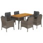 vidaXL Set comedor jardín 7 pzas y cojines ratán sintético gris