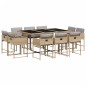 vidaXL Set comedor de jardín 11 pzas con cojines ratán sintético beige vidaXL Set comedor de jardín 11 pzas con cojines ratán sintético beige