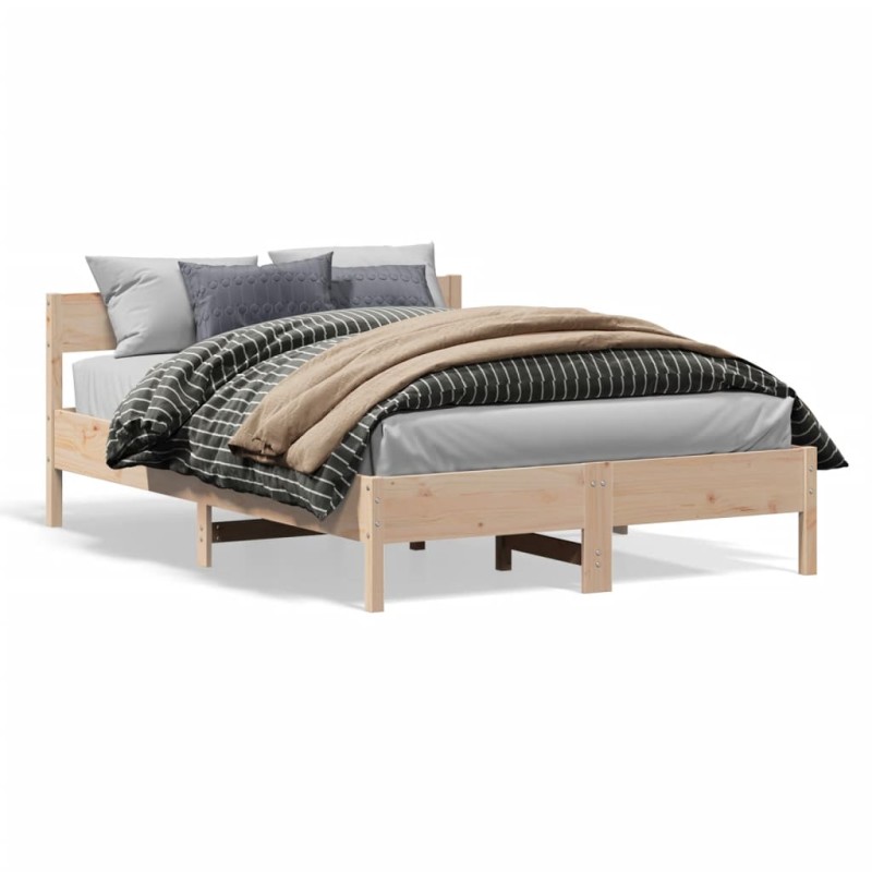 vidaXL Estructura de cama con cabecero madera maciza pino 140x190 cm vidaXL Estructura de cama con cabecero madera maciza pino 140x190 cm