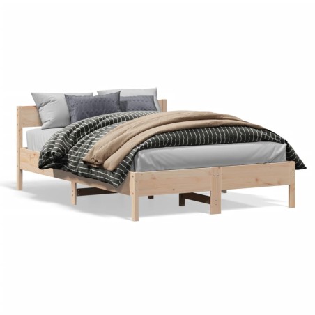 vidaXL Estructura de cama con cabecero madera maciza pino 140x190 cm