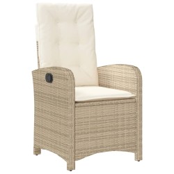 vidaXL Silla de jardín reclinable con cojines ratán sintético beige