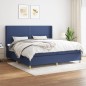 vidaXL Cama box spring con colchón tela azul 200x200 cm vidaXL Cama box spring con colchón tela azul 200x200 cm