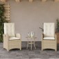 vidaXL Sillones reclinables de jardín con cojines beige 2 uds ratán PE vidaXL Sillones reclinables de jardín con cojines beige 2 uds ratán PE