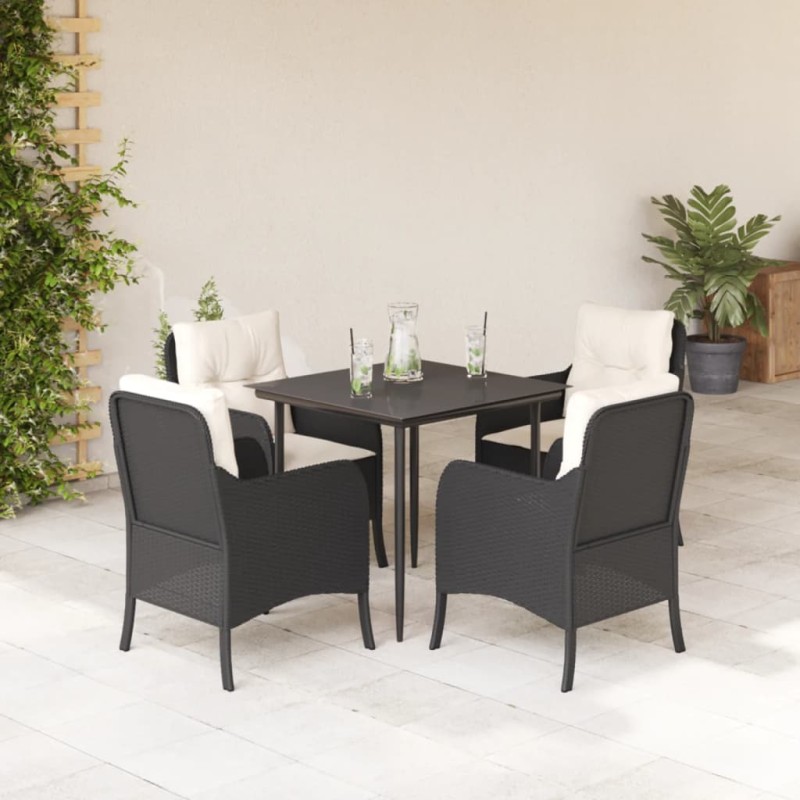 vidaXL Set de muebles jardín 5 pzas con cojines ratán sintético negro