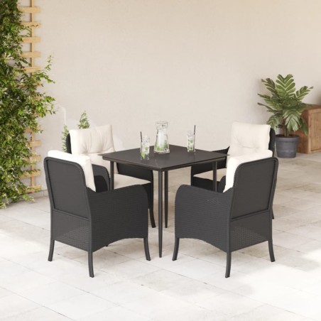 vidaXL Set de muebles jardín 5 pzas con cojines ratán sintético negro