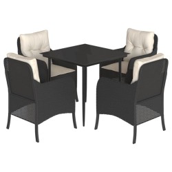 vidaXL Set de muebles jardín 5 pzas con cojines ratán sintético negro
