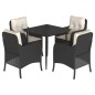 vidaXL Set de muebles jardín 5 pzas con cojines ratán sintético negro